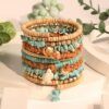 PULSERA MULTIVUELTA BOHO CON CUENTAS TURQUESA Y CHARMS REF: 12538