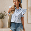 BLUSA MARINA – ESTILO MARINERO CON UN TOQUE ROMÁNTICO M9623