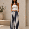 PANTALON PALAZZO NAVY CON CINTURON REF: 15893