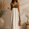 VESTIDO LARGO BICOLOR 58021