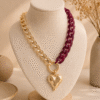 COLLAR CORAZON FUCSIA 0311