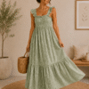 VESTIDO VICHY ROMANTIC MAXI 2884