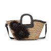 BOLSO CAPAZO NATURAL BLACK FLOWER 2580
