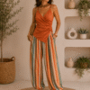 PANTALÓN ESTAMPADO DE RAYAS BOMBACHO – TALLA ÚNICA 35112