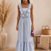 VESTIDO LARGO RAYAS CON VOLANTES 2700