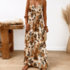 VESTIDO LARGO ESTAMPADO MARRON TIRANTES BOHO 32398