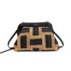 BOLSO DE RAFIA BICOLOR NEGRO 0266