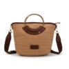 BOLSO DE RAFIA CON ASA METÁLICA DORADA 0005