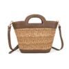 BOLSO DE RAFIA CHIC CHOCOLATE CON ASA DE MANO Y BANDOLERA AJUSTABLE PARA MUJER 0101