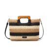 BOLSO DE RAFIA A RAYAS CON ASA DE MADERA 0240