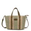 BOLSO DE RAFIA TRENZADA EN TONOS VERDE Y BEIGE 1280