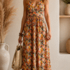 VESTIDO LARGO FLORAL CRUZADO-  ELEGANCIA Y FRESCURA PARA CUALQUIER OCASION 92122