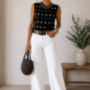 CAMISETA DE PUNTO CON DETALLES TACHUELAS 30704