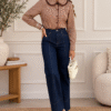 CAMISA DE CUADROS VICHY MARRON CON CUELLO PETER PAN 2728