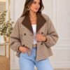 CHAQUETA AMERICANA CUADROS MARRON CON SOLAPA CONTRASTE 11145